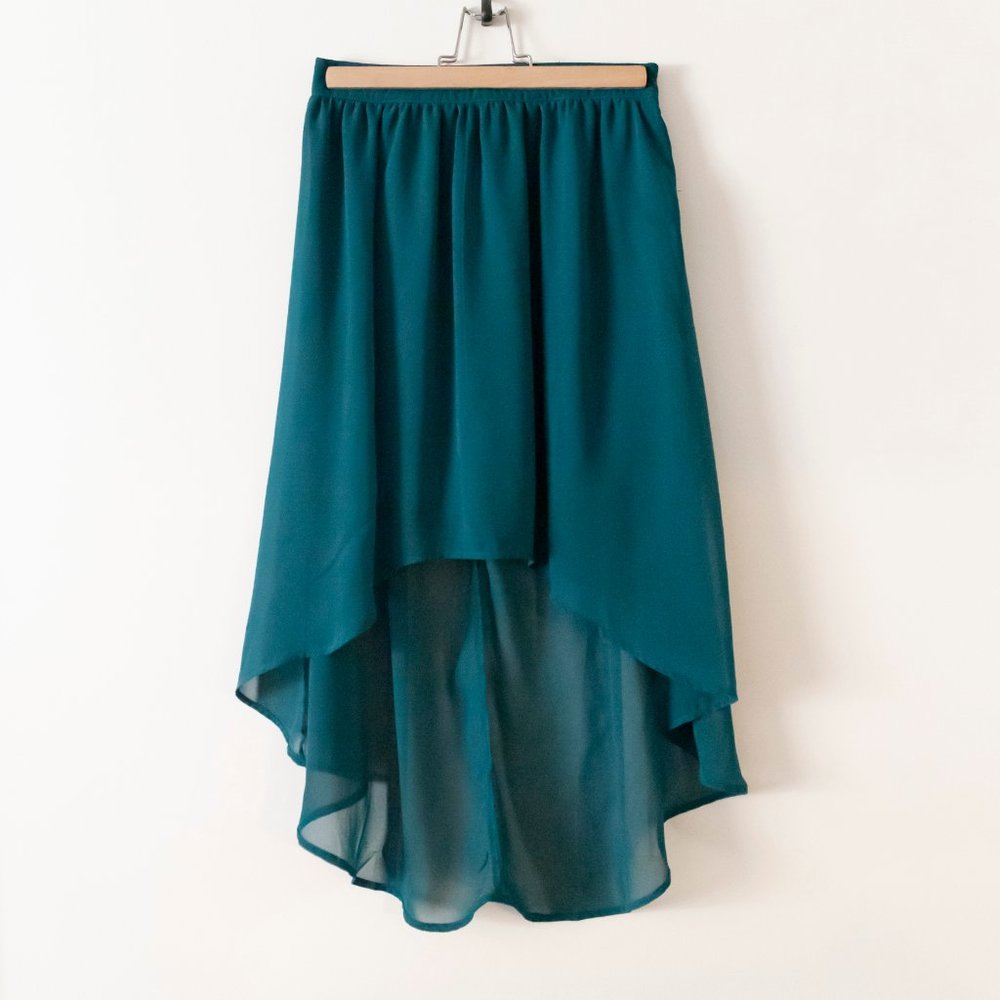 Sheer Teal High Low Skirt